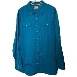 C.E.‎ SCHMIDT Workwear Pearl Snap Long Sleeve Blue 2XLT Mens